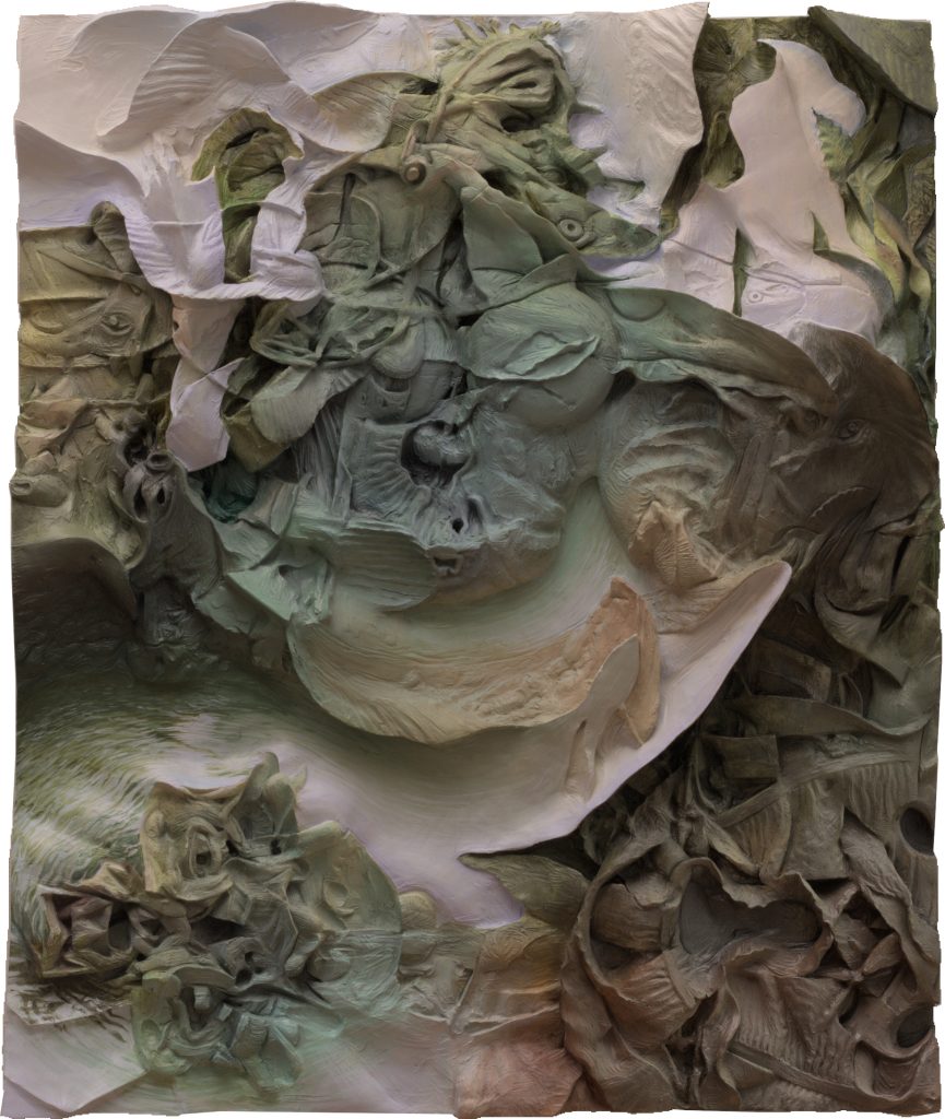 Erin Frances Brown painted relief sculpture